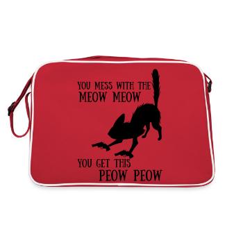 Drôle de chat disant chat avec pistolet mastic pour enfants - Sac Retro - rouge/blanc - Dos