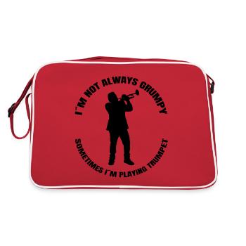 Trompete lustiger Instrument Musiker Spruch Musik - Retro Tasche - Rot/Weiß - Hinten