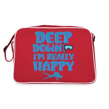 DEEP Down Ich bin wirklich glücklich - Retro Tasche - Rot/Weiß - Hinten