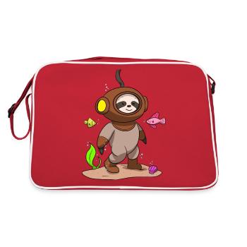 Scuba Diving Sloth Lazy Animal Diving I Gift - Retro Bag - red/white - Back