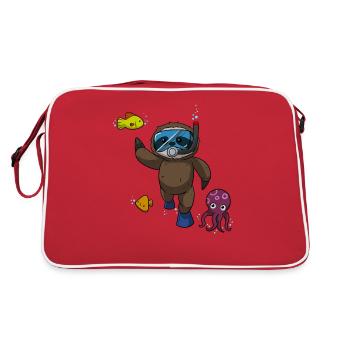 Scuba Diving Sloth Lazy Animal Diving I Gift - Retro Bag - red/white - Back