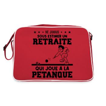 Ne jamais sous-estimer un retraité à la pétanque - Sac Retro - rouge/blanc - Dos