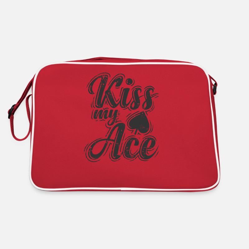 Kiss my Ace Poker oder Skat Kartenspiel Retro Tasche