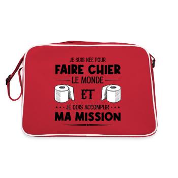 Je suis née pour faire chier le monde - Sac Retro - rouge/blanc - Dos