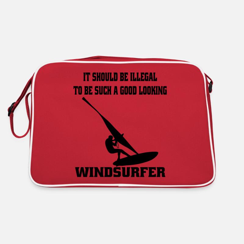 Windsurfer Geschenk Windsurfing Surfen Kitesurfer - Retro Tasche - Rot/Weiß