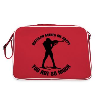 Biathlon Skifahrer Geschenk Biathlet Wintersport - Retro Tasche - Rot/Weiß - Hinten