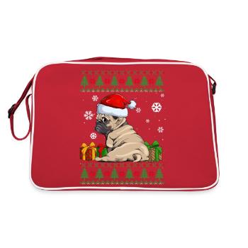 Lustiger Mops Liebhaber niedlicher Mops - Retro Tasche - Rot/Weiß - Hinten
