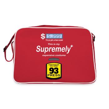 Sarkastisch hohe Gaspreise - Benzin Gaspumpe Kosten - Retro Tasche - Rot/Weiß - Hinten