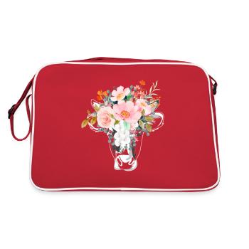 TÊTE DE VACHE AVEC DES FLEURS - Sac Retro - rouge/blanc - Dos