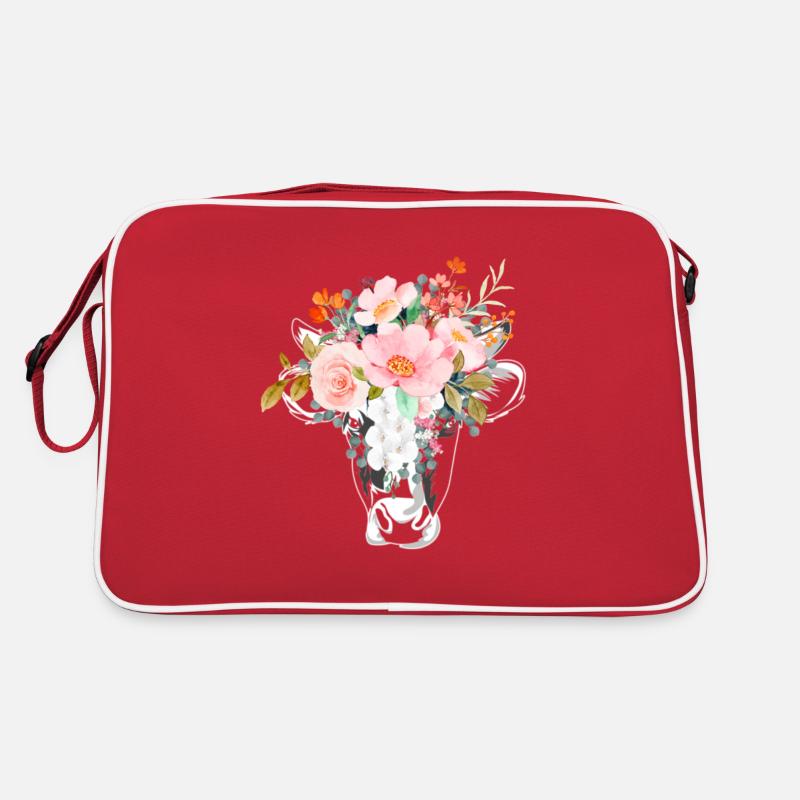 KUHKOPF MIT BLÜTEN Retro Tasche