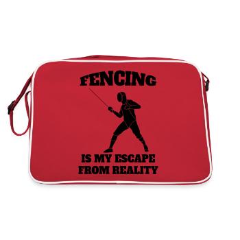 Fechten witziger Kampfsport lustige Fechter Spruch - Retro Tasche - Rot/Weiß - Hinten