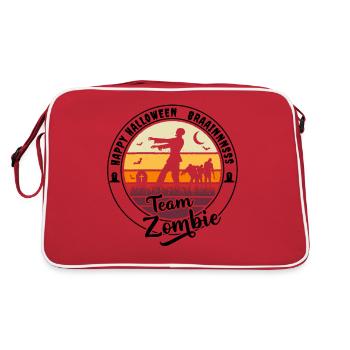 Happy Halloween Team Zombie "braainnnsss" - Retro Bag - red/white - Back