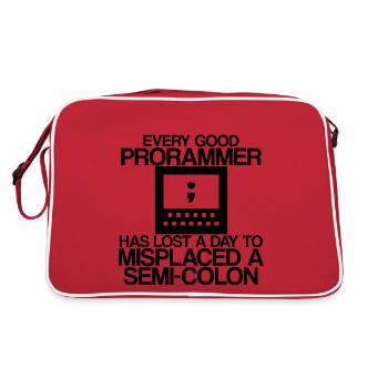 Chaque programmeur a perdu une journée à cause d’un point-virgule 2 - Sac Retro - rouge/blanc - Dos
