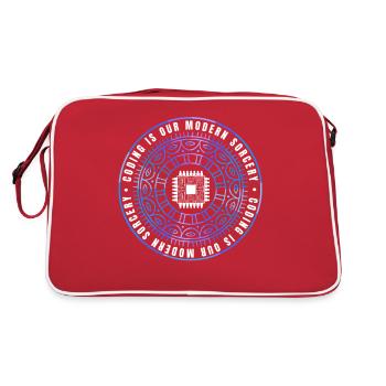 sarkastischer Magie des Codens Spruch - Retro Tasche - Rot/Weiß - Hinten