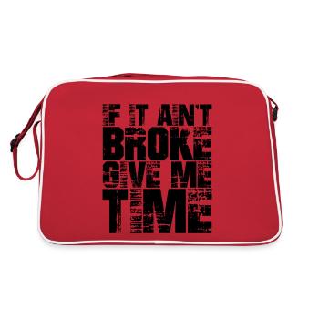 If It Ain't Broke, Give Me Time - Retro Tasche - Rot/Weiß - Hinten