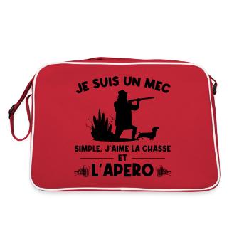 Un Mec Simple Qui Aime La Chasse Et Les Apéros - Sac Retro - rouge/blanc - Dos