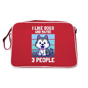 Ich Mag Hunde Und Vielleicht 3 Personen Design - Retro Tasche - Rot/Weiß - Hinten