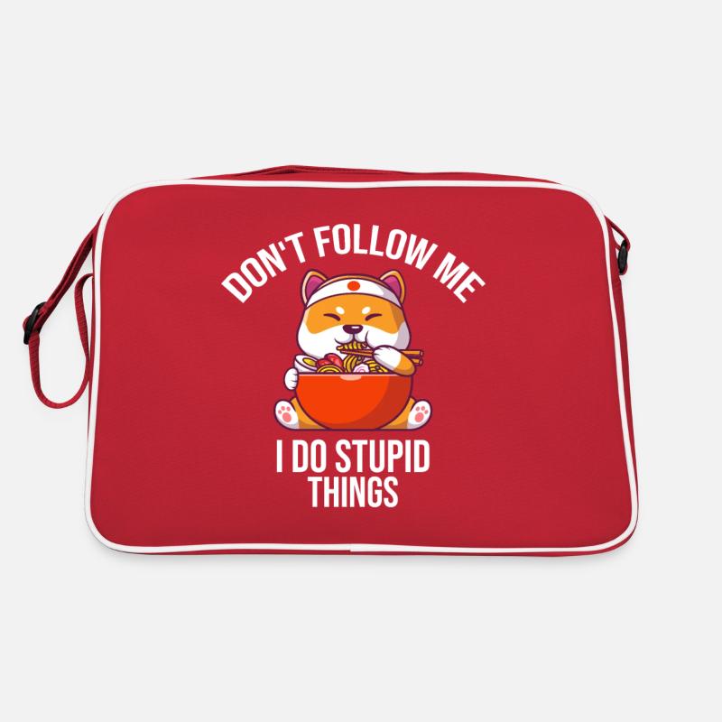 Dont Follow Me I Do Stupid Things - Retro Tasche - Rot/Weiß