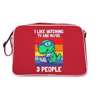 J’aime regarder la télévision et peut-être 3 personnes Dinoshirt - Sac Retro - rouge/blanc - Dos