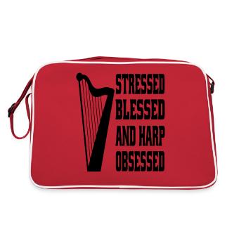 Harfenspieler Harfe Instrument Musik Harfenlehrer - Retro Tasche - Rot/Weiß - Hinten