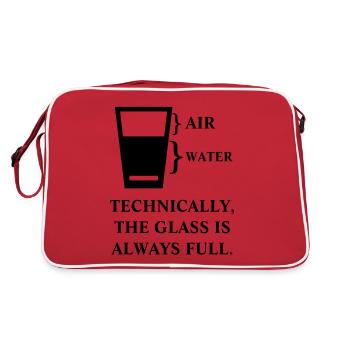 Technisch ist das Glas immer voll lustig - Retro Tasche - Rot/Weiß - Hinten