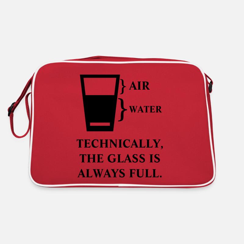 Technisch ist das Glas immer voll lustig Retro Tasche