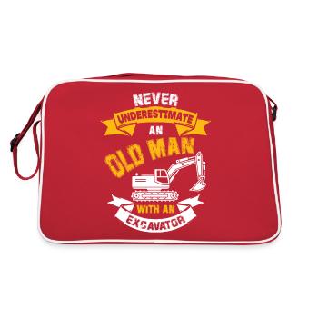 Never underestimate an excavator driver - Retro Bag - red/white - Back