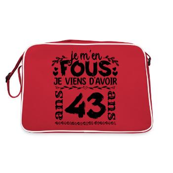 J’ai 43 ans | Je m'en fous j'ai 43 ans - Sac Retro - rouge/blanc - Dos