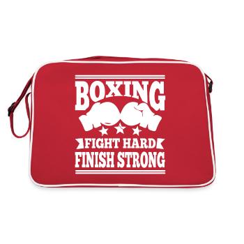 Boxing Fight Hard Finish Strong Boxing Gloves Gift - Retro Tasche - Rot/Weiß - Hinten