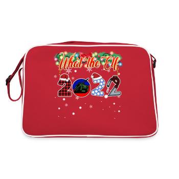 What the Elf 2022 - Lustiger Weihnachtspyjama - Retro Tasche - Rot/Weiß - Hinten