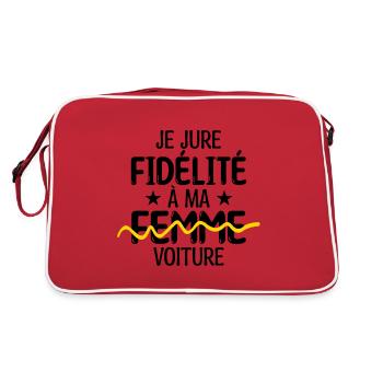 Je jure fidélité à ma femme, voiture - Drôle - Sac Retro - rouge/blanc - Dos