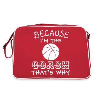 Basketball, weil ich der Trainer bin - Retro Tasche - Rot/Weiß - Hinten