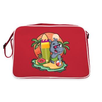 Drôle Rhinoceros Surf Lovers Cool Planche de surf Humour - Sac Retro - rouge/blanc - Dos