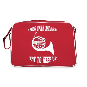 Horn Wind instrument French horn Music instrument - Retro Bag - red/white - Back