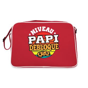 Niveau papi débloqué cadeau grand-père humour - Sac Retro - rouge/blanc - Dos