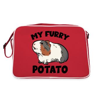 Mein pelziges Kartoffel-Meerschweinchen - Retro Tasche - Rot/Weiß - Hinten