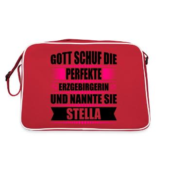 Erzgebirge Frau Namen Sachsen Stella - Retro Tasche - Rot/Weiß - Hinten