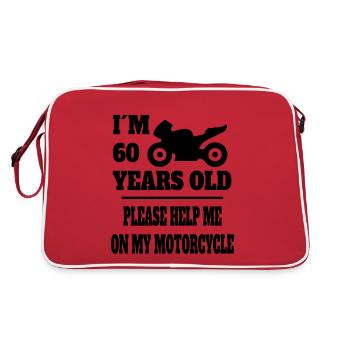 Motorcross 60 Year Old Motorcyclist - Retro Bag - red/white - Back