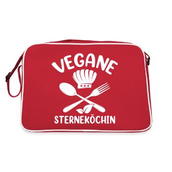 Vegane Sterneköchin - Retro Tasche - Rot/Weiß - Hinten