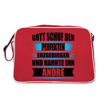 Erzgebirge Mann Namen Sachsen Andre - Retro Tasche - Rot/Weiß - Hinten