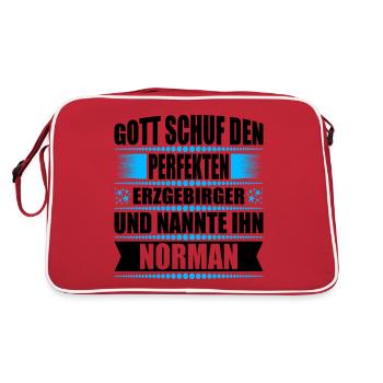 Erzgebirge Mann Namen Sachsen Norman - Retro Tasche - Rot/Weiß - Hinten