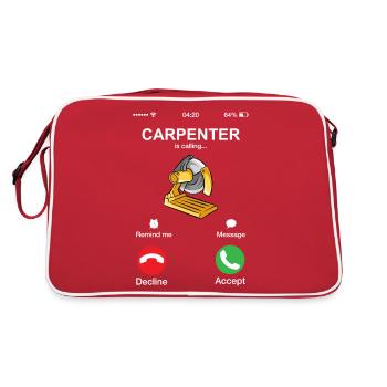 Zimmermann nennt lustigen Holzarbeiter Handwerker Wortspiel - Retro Tasche - Rot/Weiß - Hinten