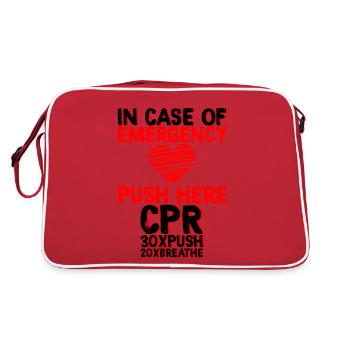 En cas d’urgence, poussez ici, Cpr 3 - Sac Retro - rouge/blanc - Dos