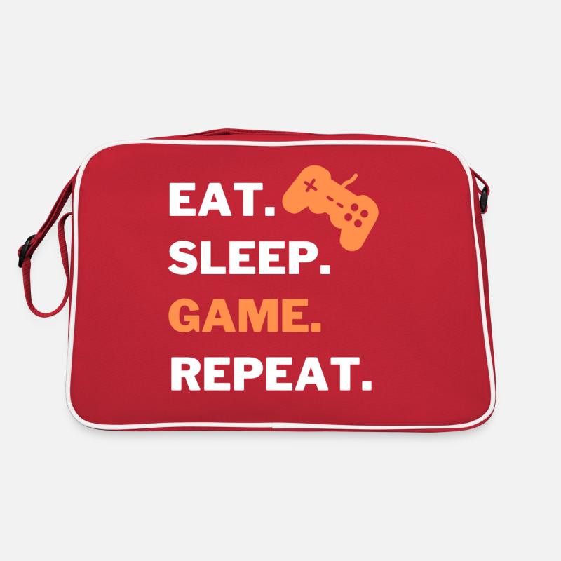 eat sleep game repeat gamer Tshirt Retro Tasche
