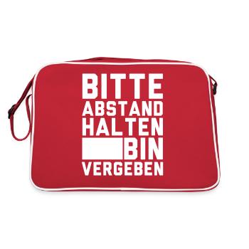 Bitte Abstand halten bin vergeben - Retro Tasche - Rot/Weiß - Hinten