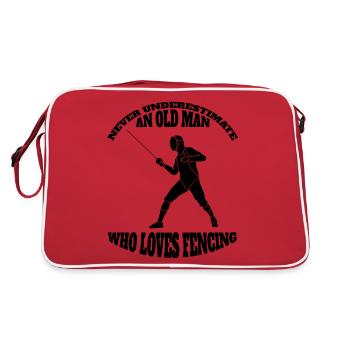 Fechten witziger lustige Fechter Spruch Kampfsport - Retro Tasche - Rot/Weiß - Hinten