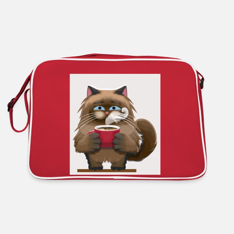 Chat mignon buvant du café Sac Retro