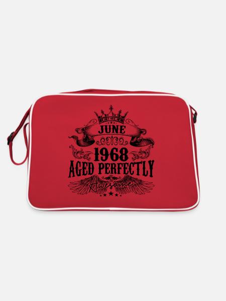 1968 | June Aged Perfectly 1968 Geburtstagsgeschenk - Retro Tasche - Rot/Weiß - Hinten