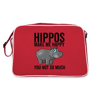 Hippos Make Me Happy You Not So Much - Retro Bag - red/white - Back