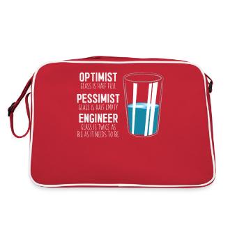 Funny Engineering Computer Civil Optimist Glas - Retro Tasche - Rot/Weiß - Hinten